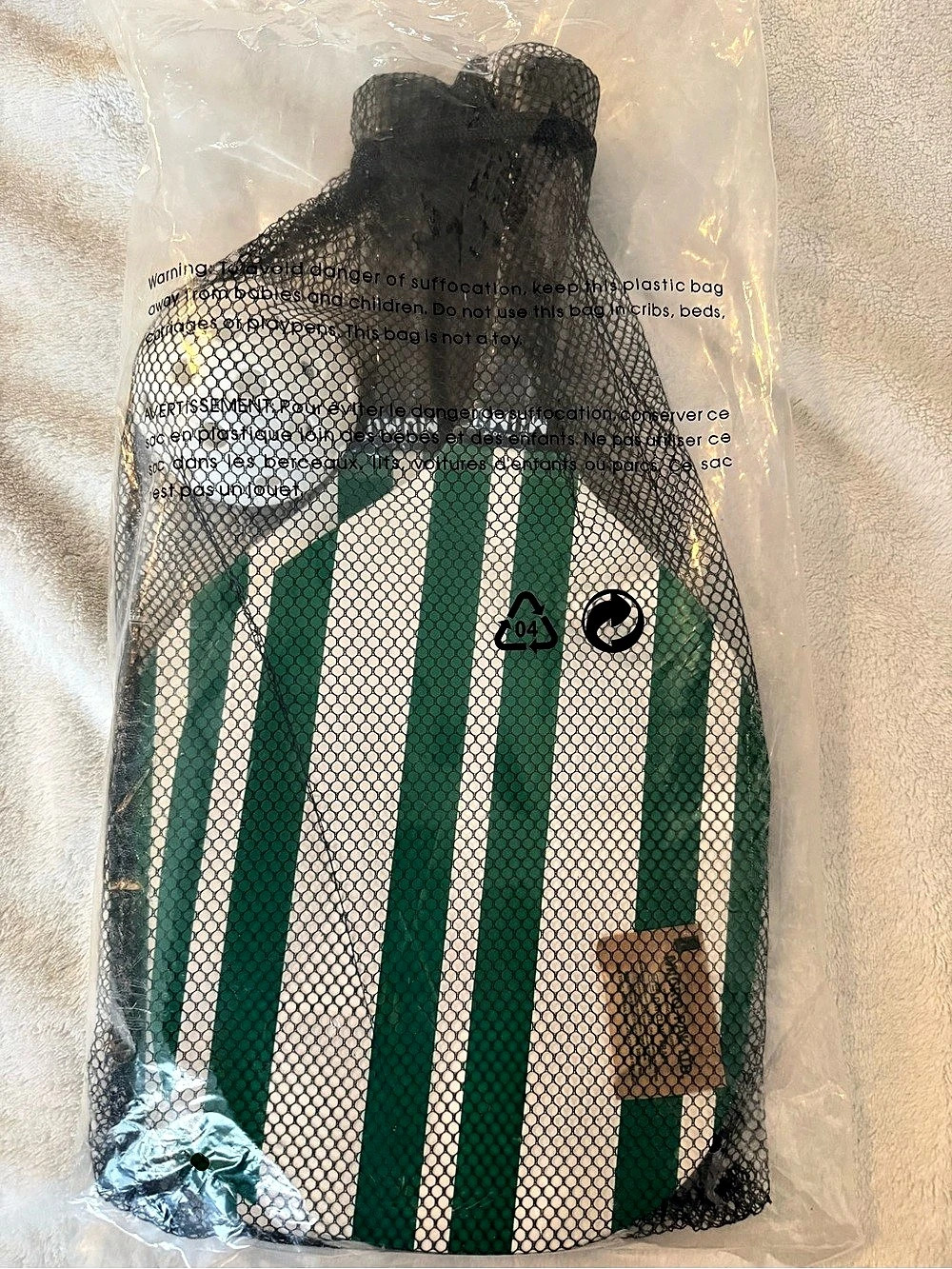 MUMU Striped Travel Bag in Green & White NWT (never opened)